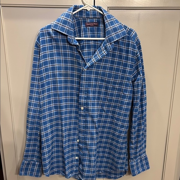 Seaward & Stearn blue plaid long sleeve sz Lg - Picture 1 of 3